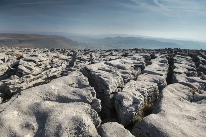 Framed Print : A Limestone Pavement with well developed Clints (blocks) and Grykes (gaps)