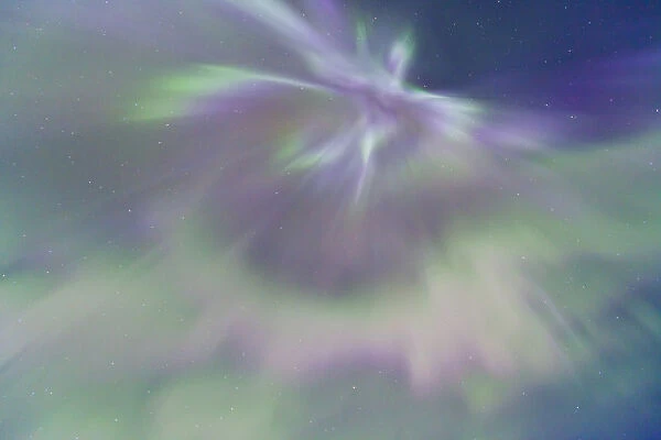 Looking up into the northern lights (Aurora Borealis) in sky Jokulsarlon glacier lagoon