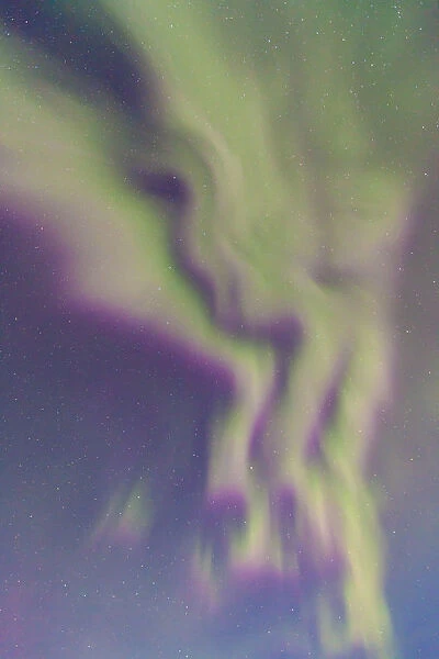 Looking up into the northern lights (Aurora Borealis). Jokulsarlon glacier lagoon