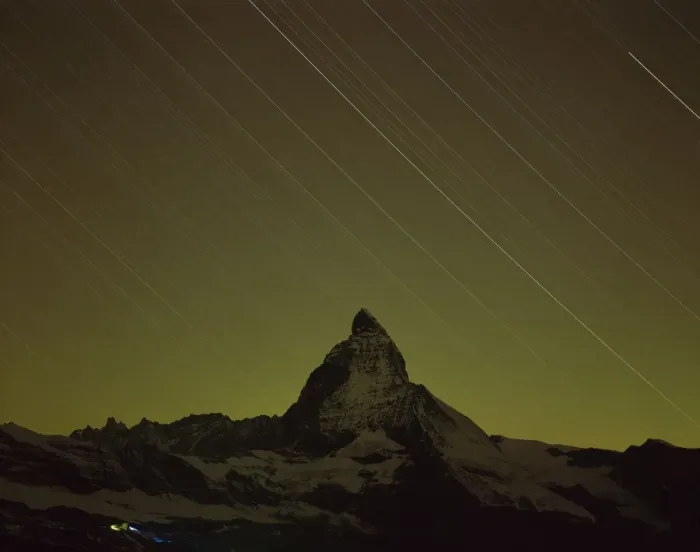 Framed Print : Matterhorn (4, 478m) at night, long exposure with star trails, viewed from Gornergrat Framed Print : Matterhorn (4, 478m) at night, long exposure with star trails, viewed from Gornergrat
