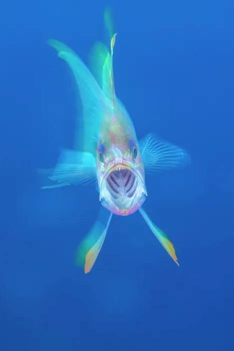 Framed Print : Mediterranean fairy basslet (Anthias anthias) yawning, portrait, Vis Island, Croatia, Adriatic Sea. September Framed Print : Mediterranean fairy basslet (Anthias anthias) yawning, portrait, Vis Island, Croatia, Adriatic Sea. September