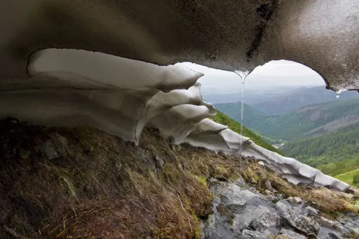 Framed Print : Melting snow in mountain gully, Western Tatras, Carpathian Mountains, Slovakia, June 2009 Framed Print : Melting snow in mountain gully, Western Tatras, Carpathian Mountains, Slovakia, June 2009