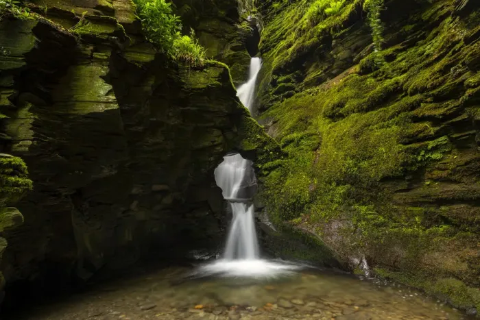 Framed Print : Merlins Well waterfall at St Nectans Glen, near Tintagel, North Cornwall, UK Framed Print : Merlins Well waterfall at St Nectans Glen, near Tintagel, North Cornwall, UK