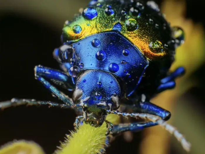 Framed Print : Metallic leaf beetle (Chrysomelidae) with rain droplets, frontal view, in Aiuruoca Framed Print : Metallic leaf beetle (Chrysomelidae) with rain droplets, frontal view, in Aiuruoca