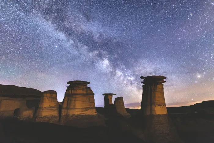 Framed Print : Milky-way over hoodoo rock formations in the Canadian badlands, Drumheller, Alberta, Canada Framed Print : Milky-way over hoodoo rock formations in the Canadian badlands, Drumheller, Alberta, Canada