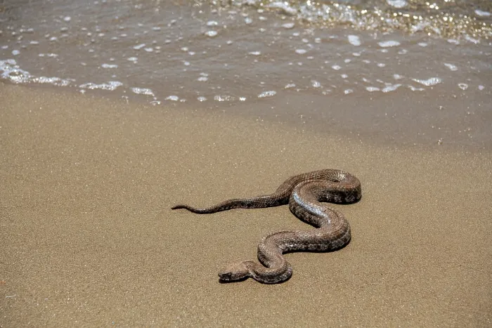 Framed Print : Milos viper / Cyclades blunt-nosed viper (Macrovipera lebetinus schweizeri) on the shore of the popular holiday destination, Patys Gialos, SIfnos, Greece Framed Print : Milos viper / Cyclades blunt-nosed viper (Macrovipera lebetinus schweizeri) on the shore of the popular holiday destination, Patys Gialos, SIfnos, Greece