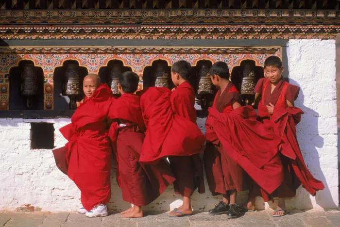 Framed Print : Monks turning prayerwheels. Punakha festival, Bhutan Framed Print : Monks turning prayerwheels. Punakha festival, Bhutan