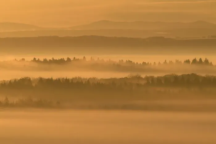 Framed Print : Morning mist over Vosges mountain, France, October Framed Print : Morning mist over Vosges mountain, France, October