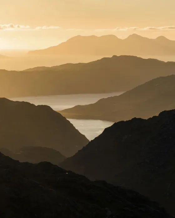 Framed Print : Mountain view towards Loch Nevis overlooking Knoydart peninsula with Skye beyond Framed Print : Mountain view towards Loch Nevis overlooking Knoydart peninsula with Skye beyond