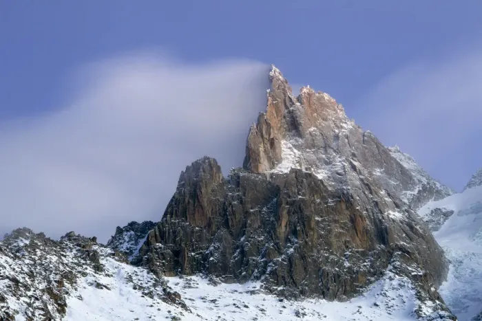 Framed Print : Mountains in snow, Aiguille du Dru with snow blowing off from the top at night. Chamonix Framed Print : Mountains in snow, Aiguille du Dru with snow blowing off from the top at night. Chamonix