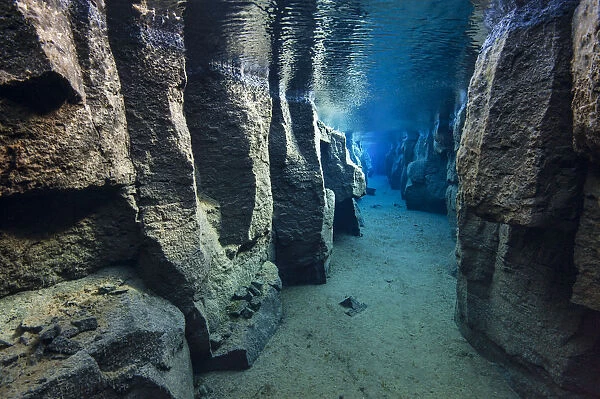 The narrow Nes Canyon, a fault filled with fresh water in the rift valley between the Eurasian