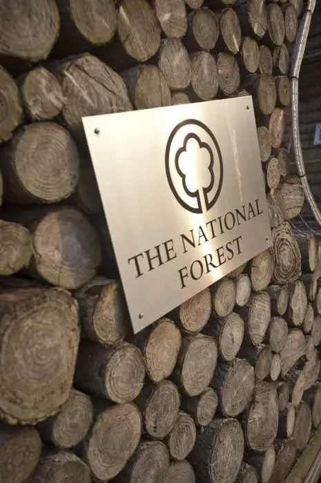 Framed Print : The National Forest sign at entrance to Roslington Forestry Centre, The National Forest Framed Print : The National Forest sign at entrance to Roslington Forestry Centre, The National Forest