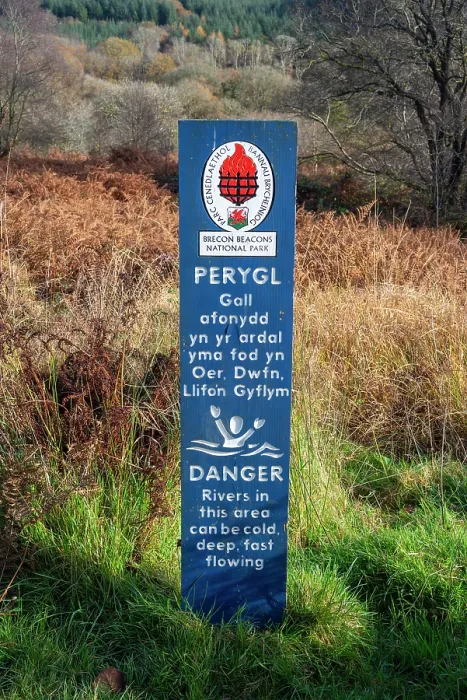 Framed Print : National park warning sign in Waterfall country. Four falls trail, Bannau Brycheiniog / Brecon Beacons National Park, Wales, UK. November, 2024 Framed Print : National park warning sign in Waterfall country. Four falls trail, Bannau Brycheiniog / Brecon Beacons National Park, Wales, UK. November, 2024