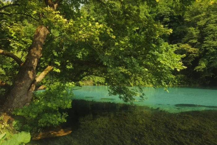 Framed Print : Near Syri i Kalter (The Blue Eye) spring, Albania, June 2009