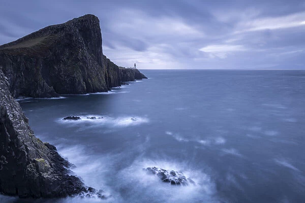 Neist Point coastline and lighthouse. Isle of Skye, Inner Hebrides, Scotland, UK