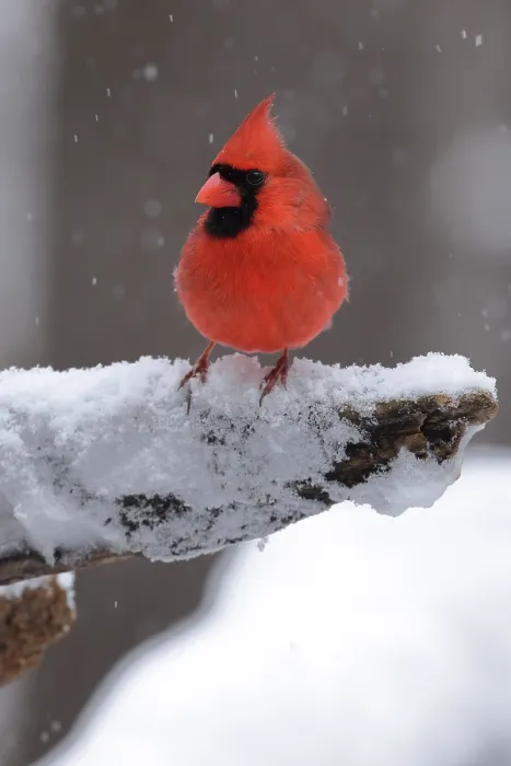 Framed Print : Northern cardinal (Cardinalis cardinalis) male, perched in snow, Maryland, USA. January Framed Print : Northern cardinal (Cardinalis cardinalis) male, perched in snow, Maryland, USA. January