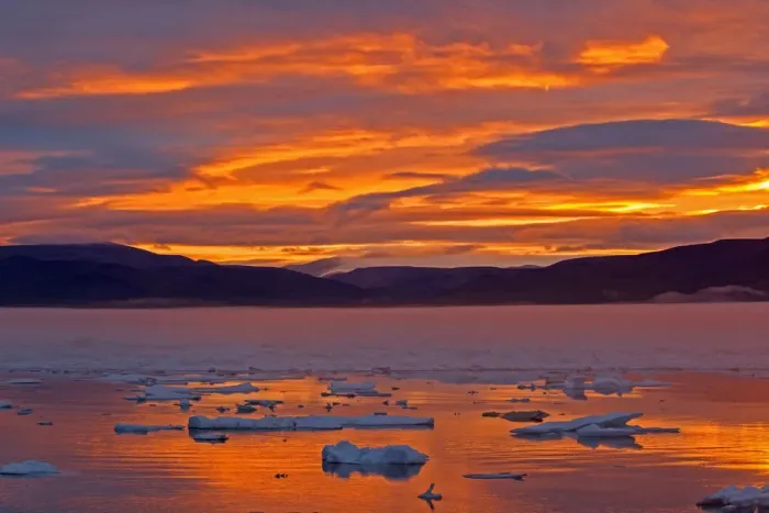 Framed Print : Pack ice at sunset, Wrangel island, Far East Russia