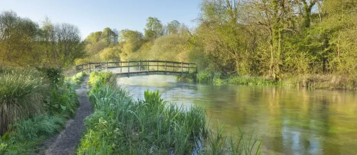 Framed Print : Panoramic view of the River Itchen, Ovington, Hampshire, England, UK, May