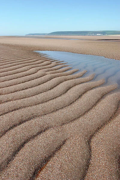 Patterns in sand at low tide, Saunton Sands, Devon, UK