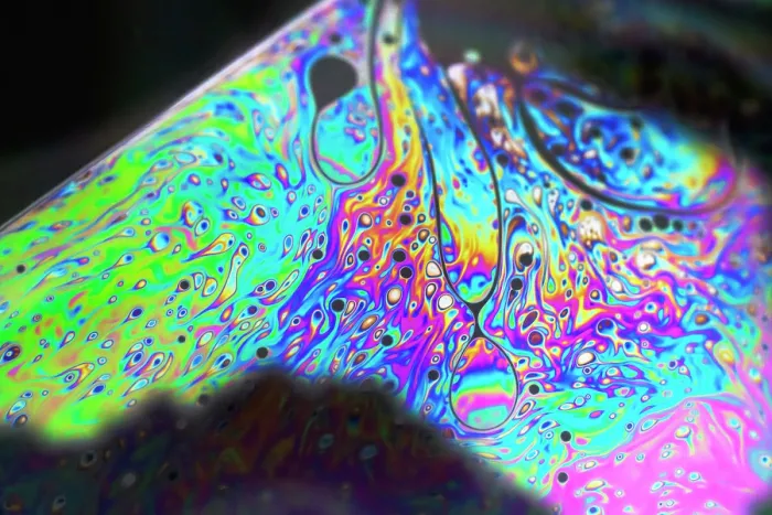 Framed Print : Patterns on soap bubble showing light interference patterns Framed Print : Patterns on soap bubble showing light interference patterns