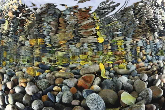 Framed Print : Pebbles reflected in the water surface at mouth of Sheryldy river, Lake Baikal, Siberia, Russia Framed Print : Pebbles reflected in the water surface at mouth of Sheryldy river, Lake Baikal, Siberia, Russia
