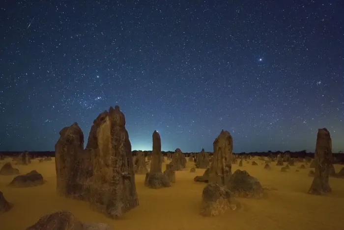 Framed Print : The Pinnacles at night, limestone formations. Nambung National Park, near Cervantes