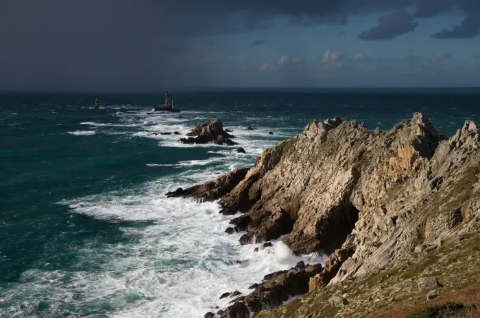 Framed Print : Rain shower approaching La Vieille lighthouse, Pointe du Raz, Brittany, France Framed Print : Rain shower approaching La Vieille lighthouse, Pointe du Raz, Brittany, France