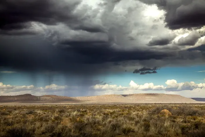 Framed Print : Rain and storm clouds passing over the desert, Karoo, South Africa, 2016