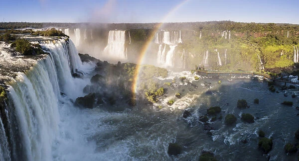 Rainbow over Iguasu Falls, on the Iguasu River, Brazil  /  Argentina border