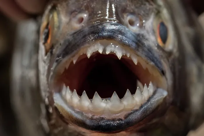 Framed Print : Red-bellied piranha (Pygocentrus nattereri) close up head portrait, showing teeth detail, Pantanal, Mato Grosso, Brazil Framed Print : Red-bellied piranha (Pygocentrus nattereri) close up head portrait, showing teeth detail, Pantanal, Mato Grosso, Brazil