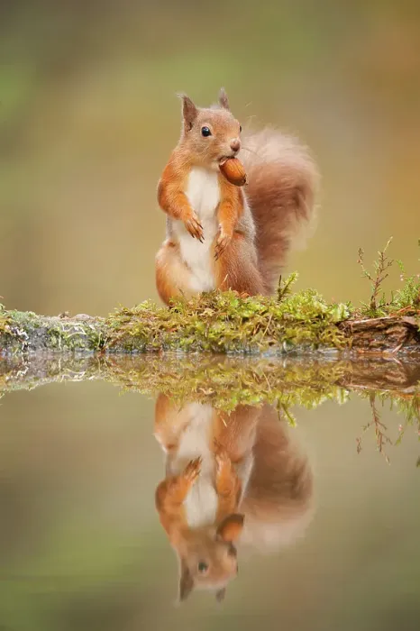 Framed Print : Red squirrel (Sciurus vulgaris) at woodland pool, feeding on nut, Scotland, UK, November. Highly commended, Animal Portraits category, British Wildlife Photography Awards (BWPA) competition 2012 Framed Print : Red squirrel (Sciurus vulgaris) at woodland pool, feeding on nut, Scotland, UK, November. Highly commended, Animal Portraits category, British Wildlife Photography Awards (BWPA) competition 2012