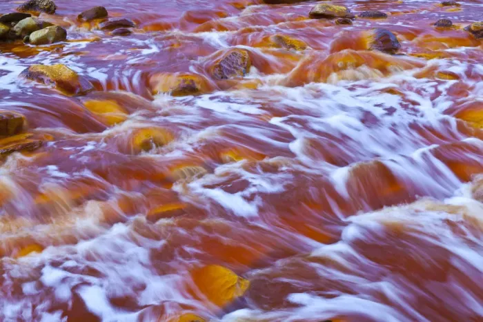 Framed Print : Red waters of the Rio Tinto, coloured by dissolved minerals, primarily iron. Andalusia Framed Print : Red waters of the Rio Tinto, coloured by dissolved minerals, primarily iron. Andalusia