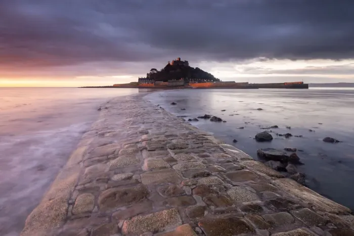 Framed Print : RF - Causeway leading to St Michaels Mount, at sunrise Framed Print : RF - Causeway leading to St Michaels Mount, at sunrise