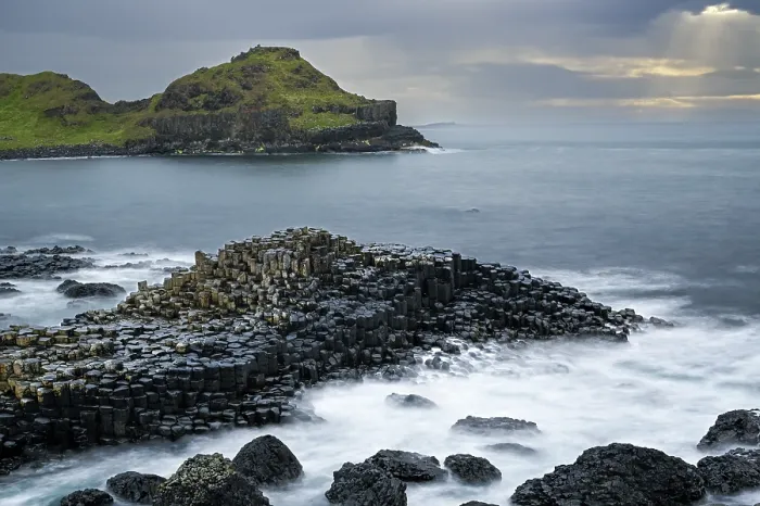 Framed Print : RF - Coastal basalt landscape, Giant's Causeway, UNESCO World Heritage Site, County Antrim, Northern Ireland, UK. June, 2022 Framed Print : RF - Coastal basalt landscape, Giant's Causeway, UNESCO World Heritage Site, County Antrim, Northern Ireland, UK. June, 2022