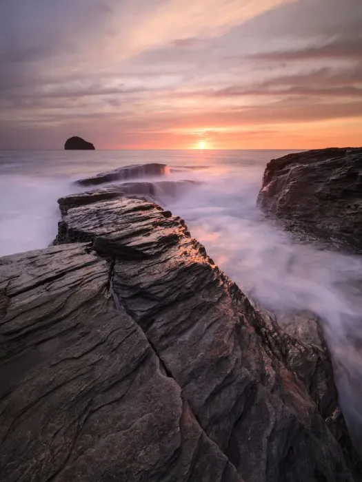 Framed Print : RF - High tide amongst rocks on Trebarwith Strand, at sunset. North Cornwall, England, UK Framed Print : RF - High tide amongst rocks on Trebarwith Strand, at sunset. North Cornwall, England, UK