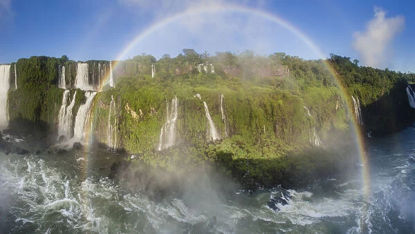 RF- Rainbow over Iguasu Falls, on the Iguasu River, Brazil  /  Argentina border
