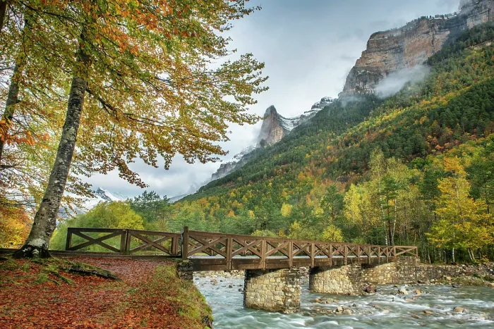 Framed Print : River Arazas from Hunter's Bridge, Valle De Ordesa, Ordesa National Park, Spain. October 2019 Framed Print : River Arazas from Hunter's Bridge, Valle De Ordesa, Ordesa National Park, Spain. October 2019