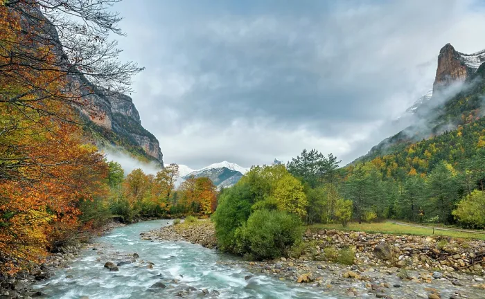 Framed Print : River Arazas from Hunter's Bridge, Valle De Ordesa, Ordesa National Park, Spain. October 2019 Framed Print : River Arazas from Hunter's Bridge, Valle De Ordesa, Ordesa National Park, Spain. October 2019