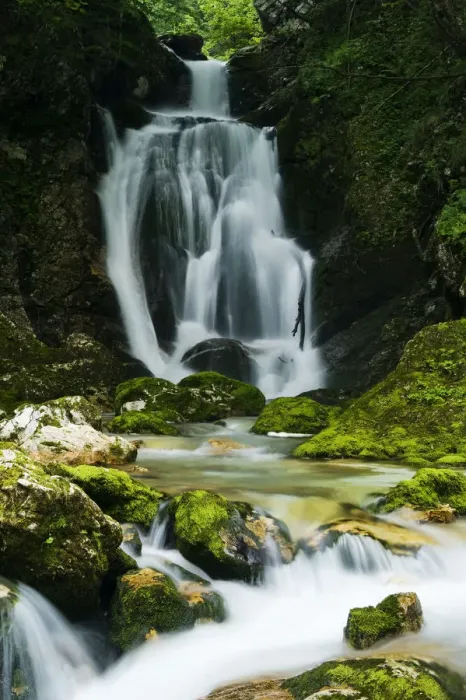 Framed Print : River Lepenjica cascading over rocks, Triglav National Park, Slovenia, July 2009