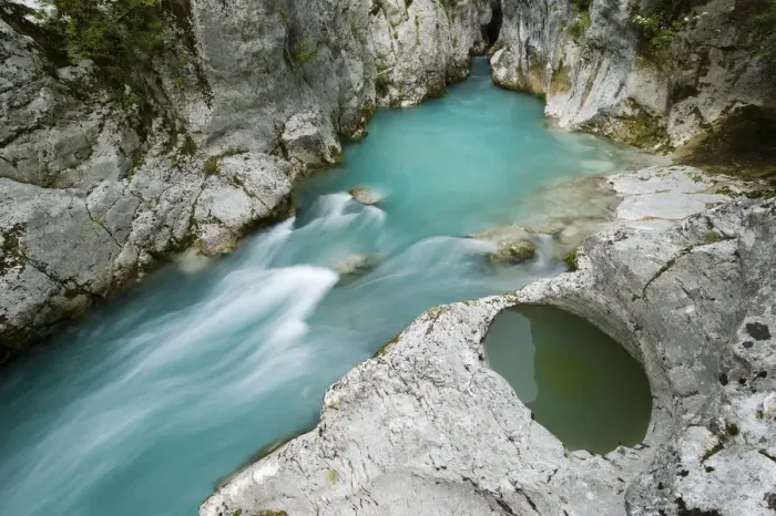 Framed Print : River Lepenjica, with a pothole in rock, Triglav National Park, Slovenia, June 2009 Framed Print : River Lepenjica, with a pothole in rock, Triglav National Park, Slovenia, June 2009