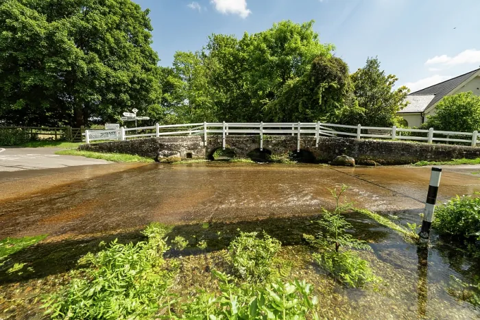 Framed Print : River Tarrant chalk stream, ford and packhorse bridge, Tarrant Launceston, Dorset, England, UK. June, 2024 Framed Print : River Tarrant chalk stream, ford and packhorse bridge, Tarrant Launceston, Dorset, England, UK. June, 2024