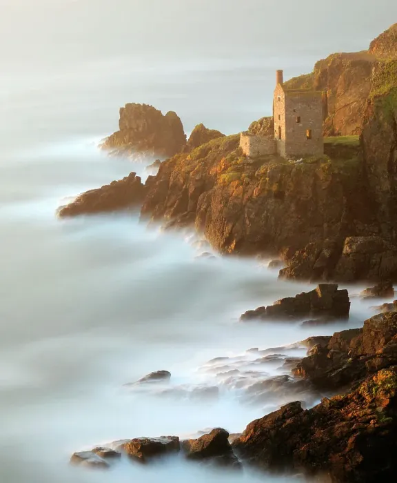 Framed Print : Ruined tin mineshafts at Botallack Head, near St Just, Cornwall, UK. September 2009