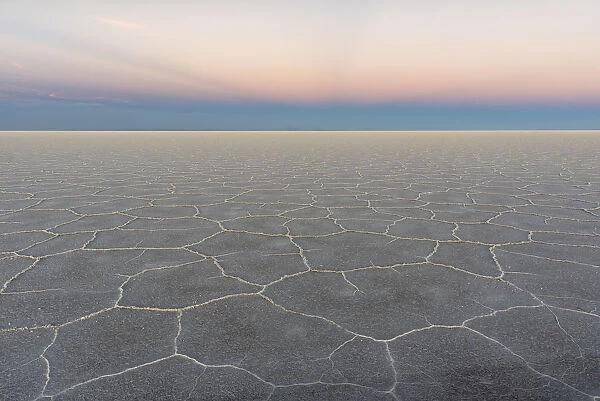 Salar de Uyuni salt flat just after sunset, Altiplano, Bolivia