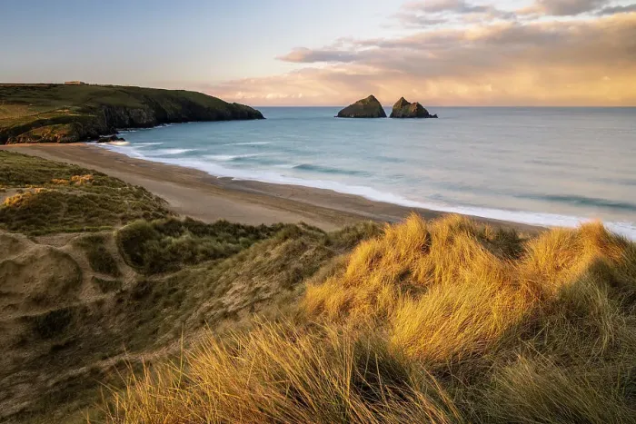 Framed Print : Sand dunes and warm early morning light at Holywell Bay, looking towards Carter's Rocks, near Newquay, Cornwall, UK. January 2021 Framed Print : Sand dunes and warm early morning light at Holywell Bay, looking towards Carter's Rocks, near Newquay, Cornwall, UK. January 2021