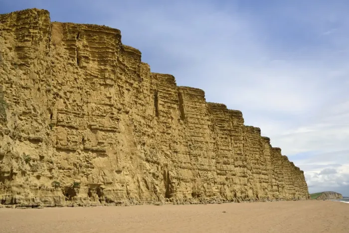 Framed Print : Sandstone cliffs at West Bay, Jurassic coast, Bridport, Dorset, UK, May Framed Print : Sandstone cliffs at West Bay, Jurassic coast, Bridport, Dorset, UK, May