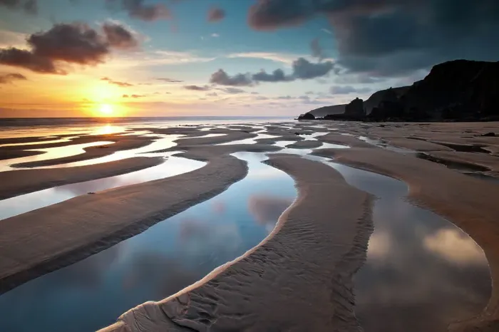 Framed Print : Sandymouth Bay in evening light. North Cornwall, UK, June 2011 Framed Print : Sandymouth Bay in evening light. North Cornwall, UK, June 2011