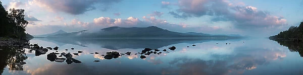 Schiehallion reflected in Loch Rannoch at dawn, Perthshire, Scotland (high version of file availble on request from NPL) May 2017