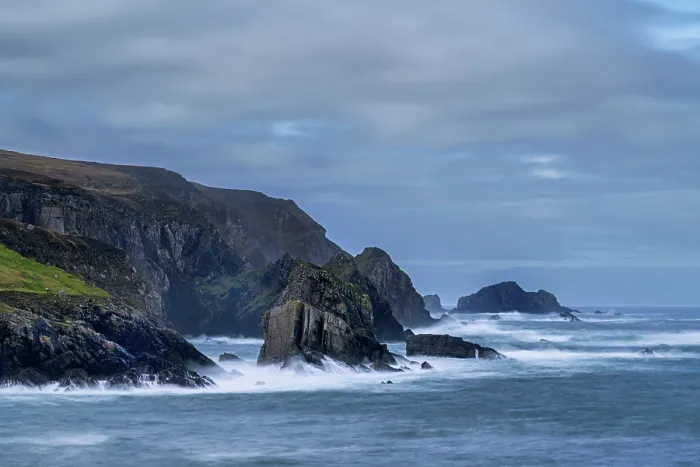 Framed Print : Sea stacks and headland along the Wild Atlantic Way coastline, An Port, County Donegal, Republic of Ireland. February, 2023 Framed Print : Sea stacks and headland along the Wild Atlantic Way coastline, An Port, County Donegal, Republic of Ireland. February, 2023