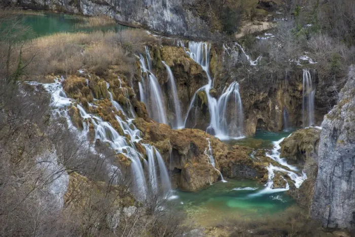 Framed Print : Series of waterfalls known as Sastavci that cascade between mountain lakes Framed Print : Series of waterfalls known as Sastavci that cascade between mountain lakes