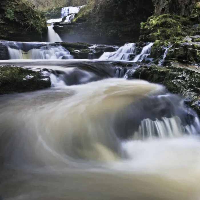 Framed Print : Sgwd Isaf Clun-gwyn waterfall and rapids. Ystradfellte, Brecon Beacons National Park Framed Print : Sgwd Isaf Clun-gwyn waterfall and rapids. Ystradfellte, Brecon Beacons National Park
